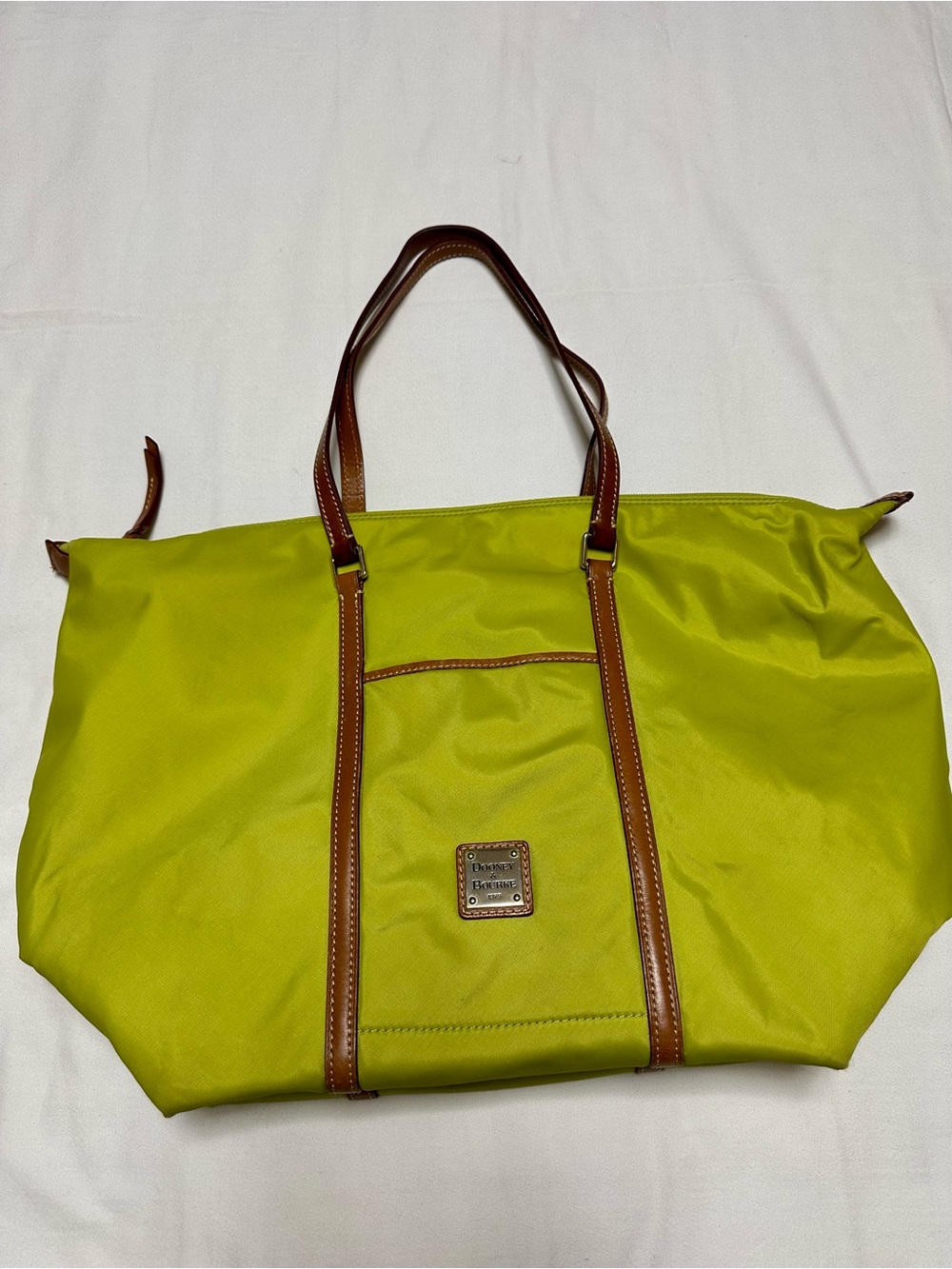 Dooney & Bourke Wayfarer Citrus Green Tote Bag with Brown Trim